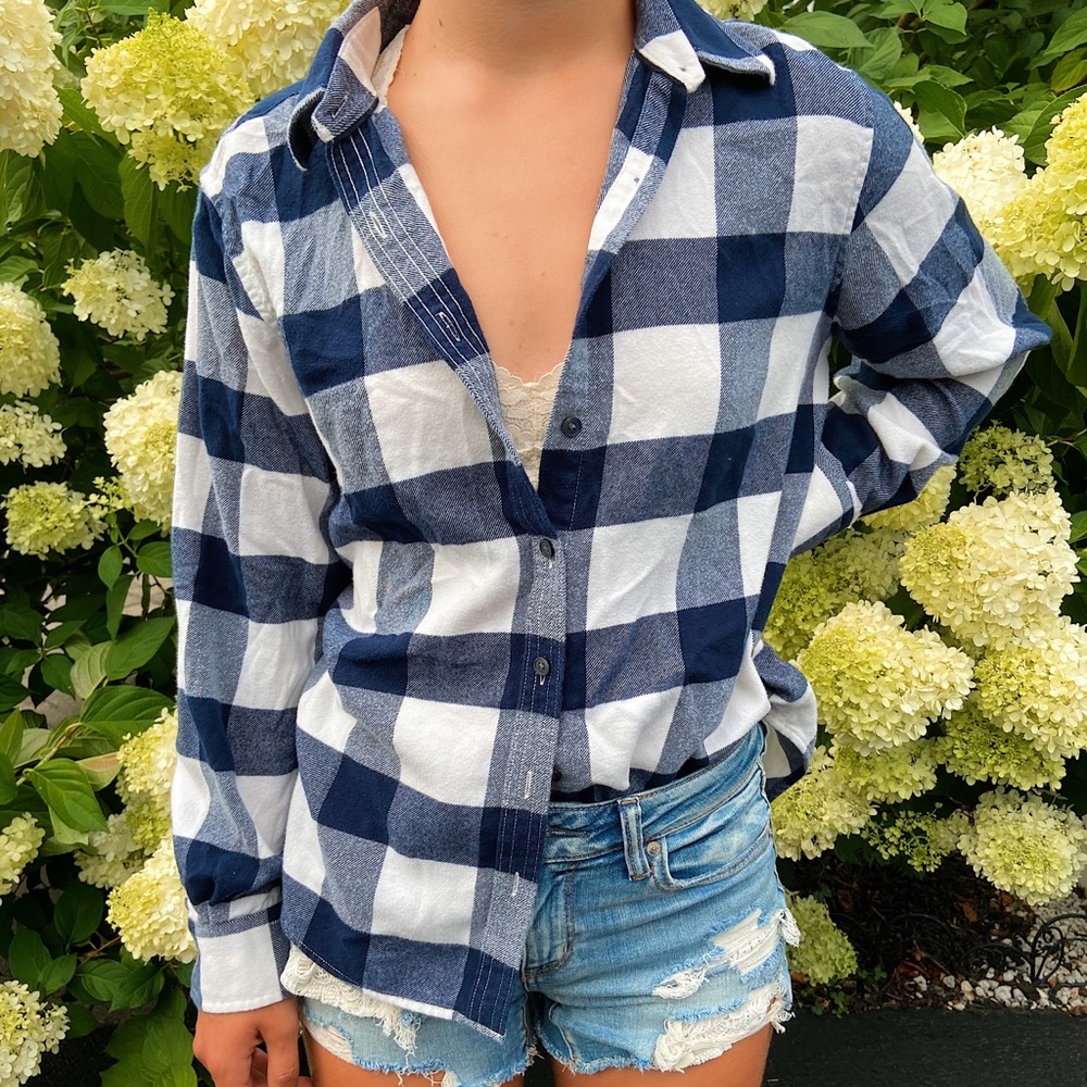 Navy checkered cozy fall flannel